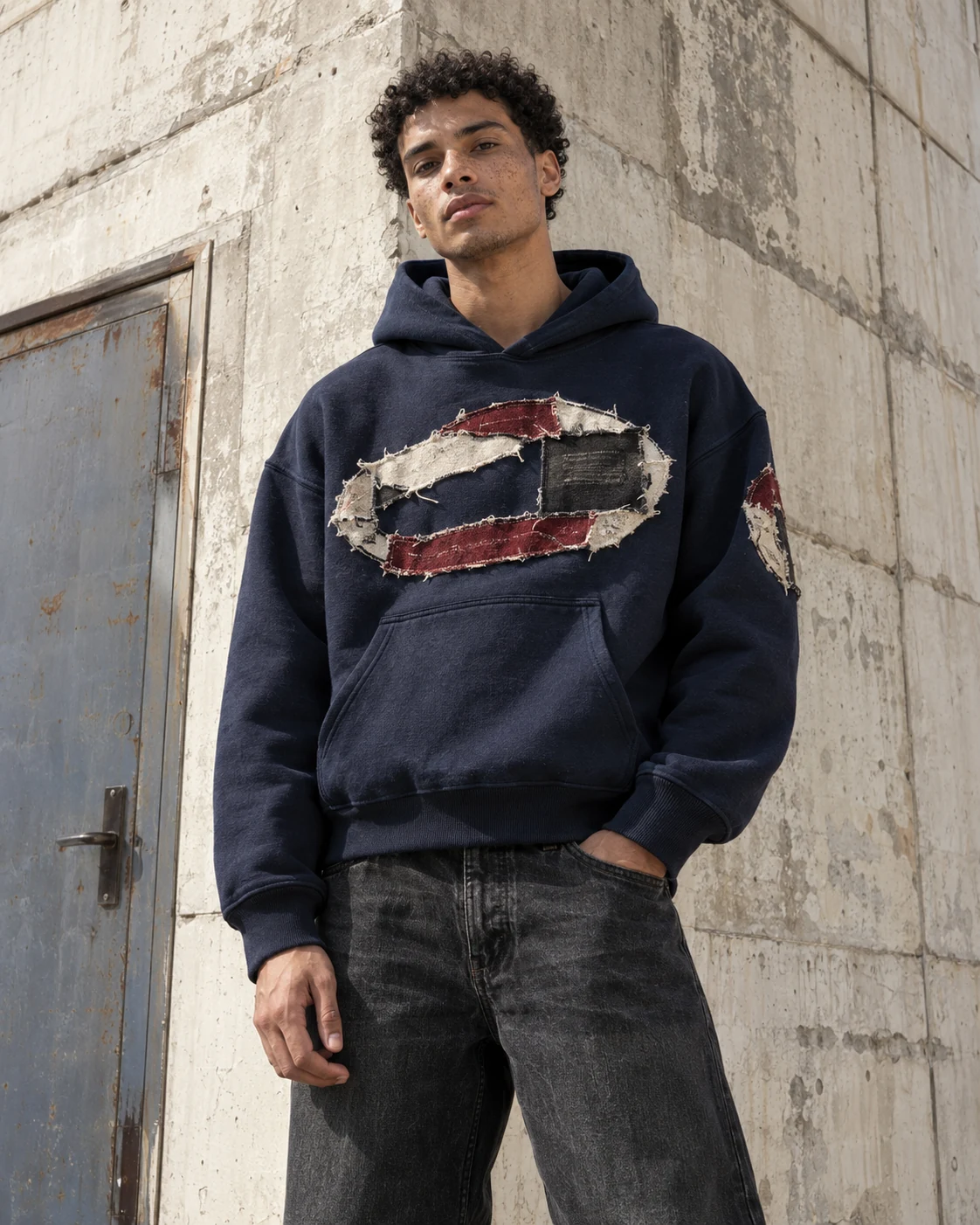 Appliqué & Embroidered Hoodie — AI-generated custom streetwear concept
