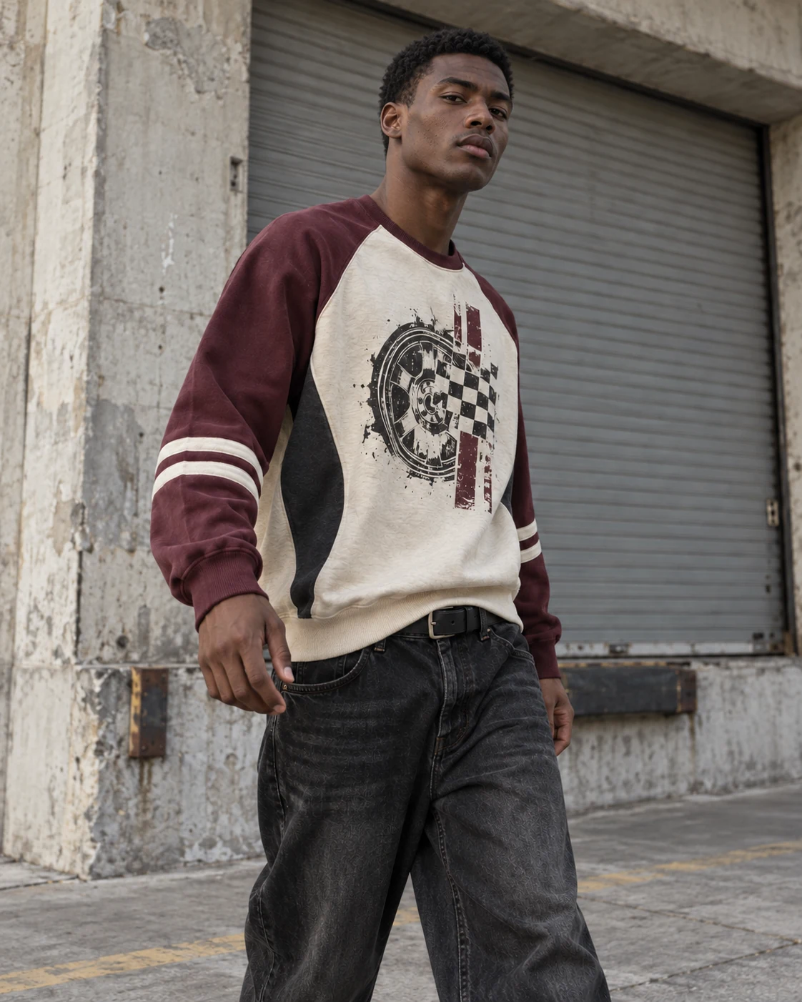Contrast Raglan Sweatshirt — AI-generated custom streetwear concept