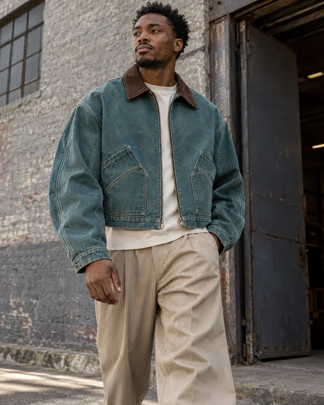 Cropped Work Jacket — AI-generated custom streetwear concept