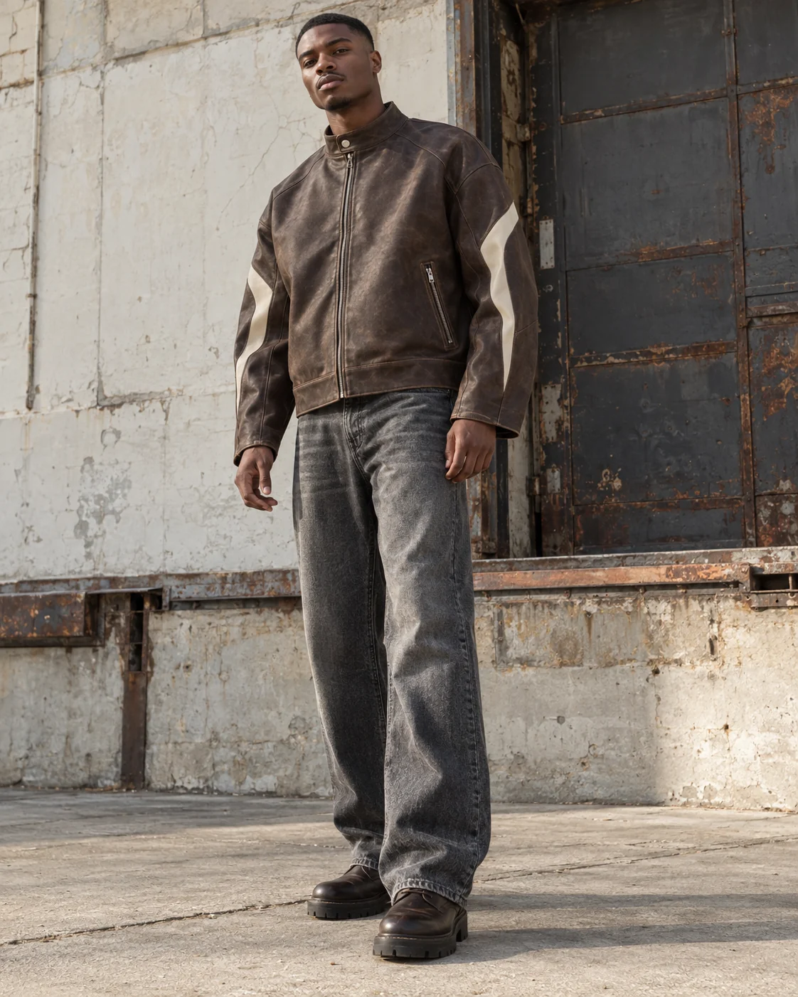Faux Leather Racer Jacket — AI-generated custom streetwear concept