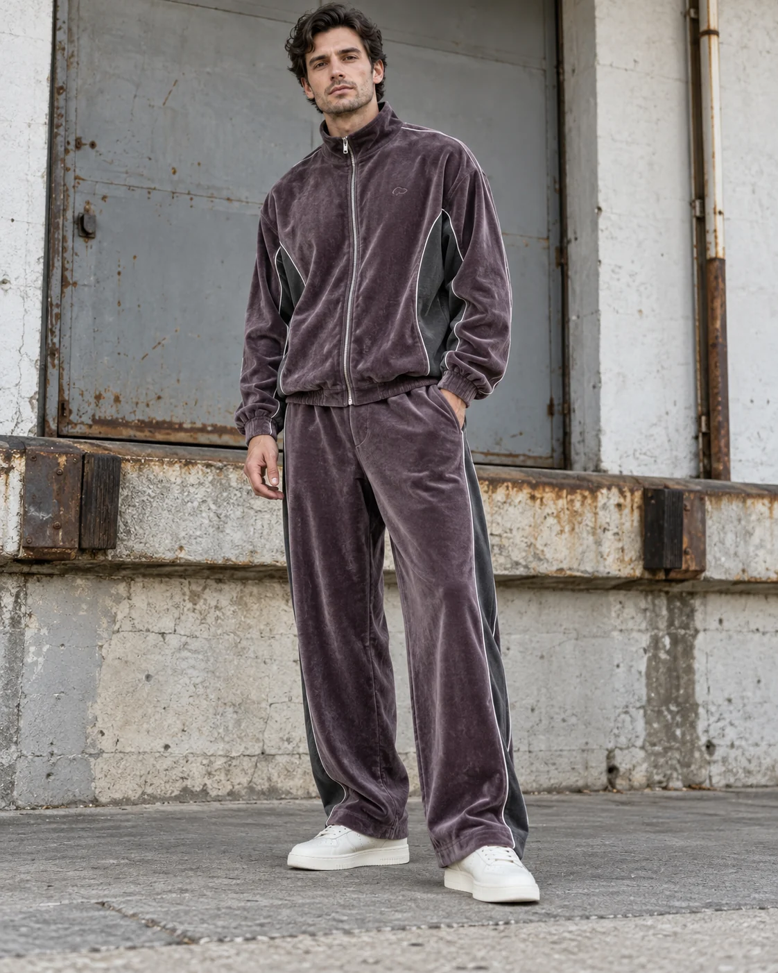 Velour Zip Tracksuit — AI-generated custom streetwear concept